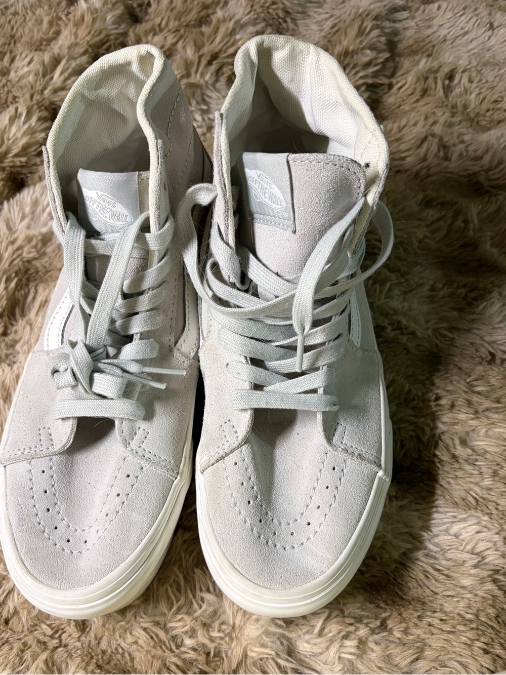 Vans High Top Suede Sneakers in Light Gray and White new without tags